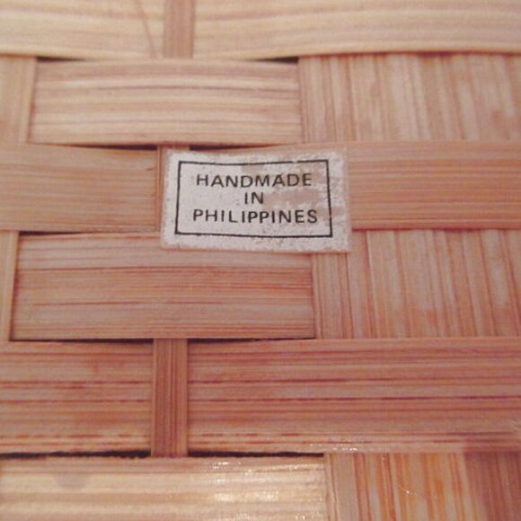 Vtg 70s Bamboo Wicker Serving Tray & Coasters 11 Piece Set Cocktails Party MCM - Picture 5 of 6